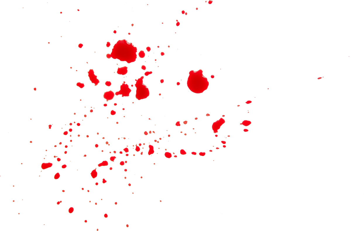 Spots of blood. Red blood splatter and drops isolated withou